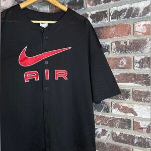 Men’s Nike Air Logo Thick Mesh Baseball Jersey Top- FN2148-010